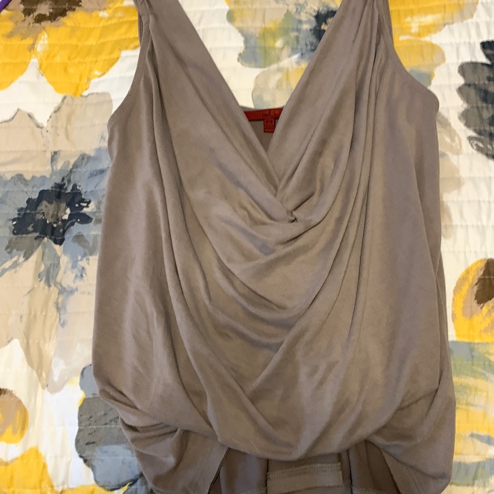 Taupe BKE gathered V-neck tank top